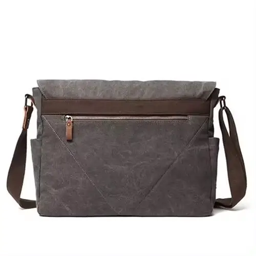 Vintage-Style Polyester Messenger Bag with Adjustable Shoulder Strap